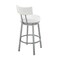 Armen Living Dalza Swivel Bar Stool in Cloud Finish with White Faux Leather 840254333574 - alternate 4